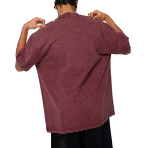 T-shirts pour hommes en gros, OEM, couleur unie, manches courtes, grande taille, col rond, épaules tombantes, personnalisables en usine - Product Image 4