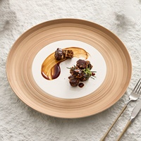 Assiette Plate en Céramique Émaillée Porcelaine Durable Style Luxe Léger Motif Uni Vaisselle Domestique Nouveau Modèle Créatif Artistique Hôtelier
