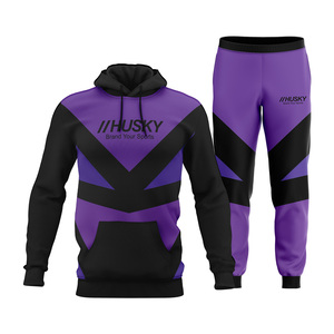 Wholesale Heavyweight Sublimated Solid Color Fleece Breathable Anti-Bacterial Pullover Sweater Outdoor Men's Tracksuit <b>Sweat</b> <b>Set</b> - Product Image 3