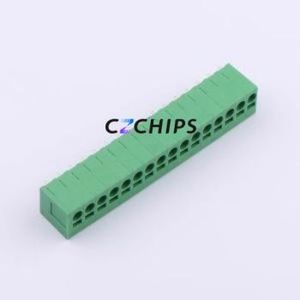 DB241V-5.0-16P-GN Spring Terminal Block Through hole Component (THT),P=5mm Connector 1x16P 5mm Green 16P - Product Image 1