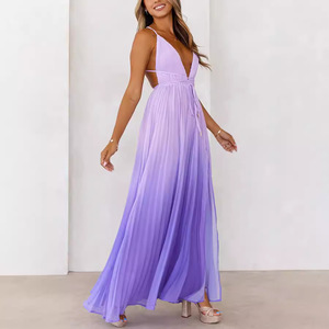 Nouvelle robe plissée à col en V, à lacets, <span class=keywords><strong>grande</strong></span> jupe évasée, style vacances Nq3458 - Product Image 4