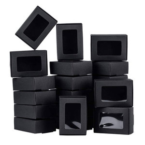 Kraft Paper Boxes with Clear Window Black Gift Packaging Boxes for Bakery Cookies Cake Candy Wedding Party Favors
