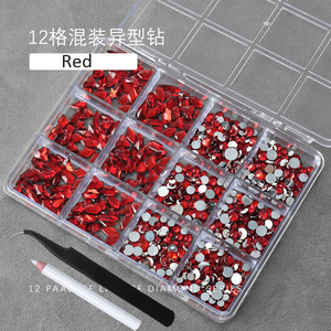 12 grilles 3D coloré multi-forme résine ongles strass dos plat cristal gemmes <span class=keywords><strong>Nail</strong></span> <span class=keywords><strong>Art</strong></span> breloques <span class=keywords><strong>manucure</strong></span> avec stylo et pince à épiler - Product Image 2