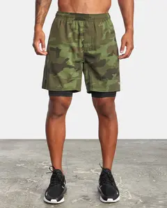 2 in 1 Men Micro Mesh Shorts Training Gym Running Jogger Polyester Quick Dry Camouflage Men's Shorts