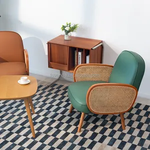 豪华欧洲餐椅现代棕色柚木藤制咖啡椅餐厅酒吧咖啡厅家具