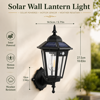 Lanterne murale solaire rétro d'extérieur, lampe décorative, applique murale européenne, luminaire vintage imperméable pour jardin et extérieur