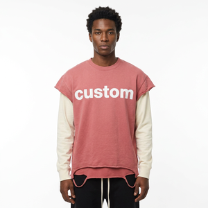 T-shirt vintage oversize à manches longues et col rond pour homme, imprimé lettres, délavé à l'acide, style streetwear, en tissu éponge 100 % coton, écologique - Product Image 2