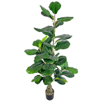 Plante artificielle en polyester de 1,5 m, type Ficus lyrata, plantes artificielles persistantes pour intérieur/extérieur, cadeau de pendaison de crémaillère