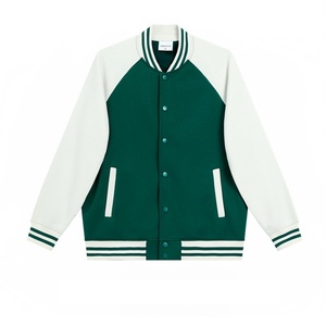 New 380g Heavyweight Color-Block Baseball Suit Long-Sleeve Sweatshirt <b>Jacket</b> Casual Stand Collar Unisex Baseball Uniform - Product Image 1