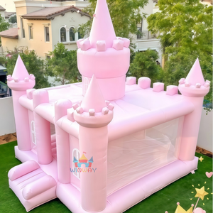 Château gonflable rose facile à installer avec toboggan et piscine à balles, en PVC durable, <span class=keywords><strong>pour</strong></span> mariages, divertissement en plein air, équipement <span class=keywords><strong>de</strong></span> jeu sûr <span class=keywords><strong>pour</strong></span> les enfants - Product Image 5