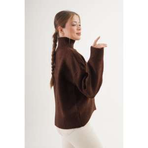 Pull en maille pour femme, col roulé mi-haut, épais, décontracté, manches longues, anti-boulochage - Product Image 3