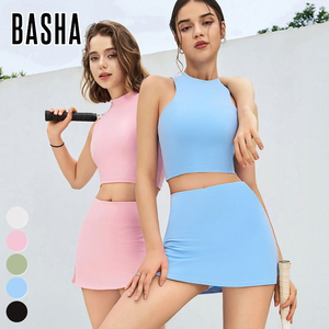 2025跑步服装无袖运动上衣二合一迷你裙两件套健身瑜伽高尔夫套装网球裙套装女性 - Product Image 2