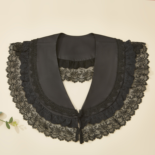 Wholesale High Quality New Organza Embroidered Collar Lace Edge Fake Collar Woman Detachable Fake Collar