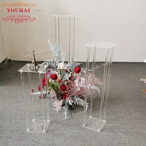 Penyangga Bunga Dekorasi Transparan, Penyangga Bunga Akrilik Bening untuk Meja Pernikahan