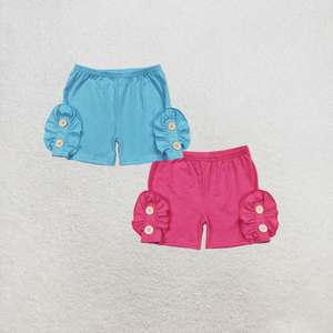 Shorts d'été rose uni à volants pour bébés filles - Vente en gros - Product Image 1
