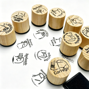 Sellos Divertidos con Emojis en Español: Sellos de Madera Natural con Frases Motivacionales, Ideales para Tareas Escolares y Uso en el Aula - Product Image 2