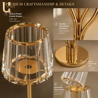 Candélabre en métal doré à 7 bras Uvenue avec abat-jour en verre cannelé, centre de table pour mariage, porte-bougie pour banquet et événements
