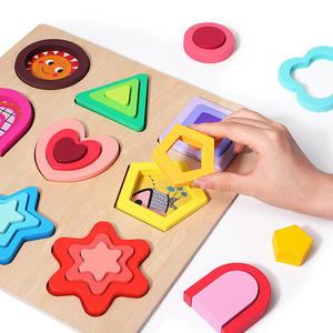 Rompecabezas con forma de geometría de madera Rompecabezas a juego con forma de madera Reconocimiento Rompecabezas Bloques a juego - Product Image 2