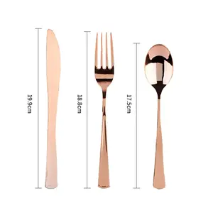 Juego de cubiertos de alta resistencia, cuchillos dorados y dorados de plástico rosa, tenedores y cucharas para fiesta - Product Image 4