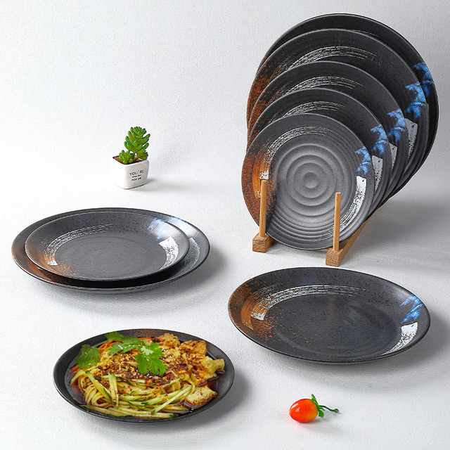 Wedding Party Round Plate Japanese Tableware Hot Pot Shop Barbecue Bone Restaurant Fried Rice Flat Plate Buffet Dish
