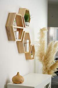 Extra Large <strong>Hexagon</strong> Floating <strong>Shelves</strong> - Set of 4 - Honeycomb Octagon <strong>Shelves</strong> Wall Hanging <strong>Shelves</strong> Honeycomb Decor - Product Image 3