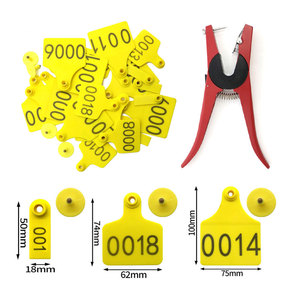 REET013 Farm Equipment Cows Pigs Sheep Yellow <strong>Ear</strong> <strong>Tag</strong> 001-100 Numbers <strong>Cattle</strong> Goat Animal <strong>Ear</strong> <strong>Tag</strong> - Product Image 1
