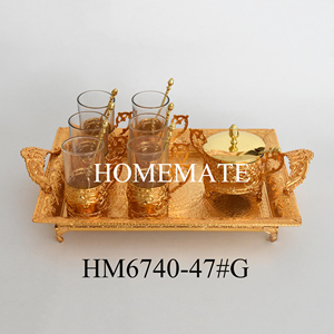 Vaisselle de fête du Ramadan ensemble de tasses à thé en forme de fleur avec porte-gobelet en cristal sucrier ensemble de <span class=keywords><strong>kawa</strong></span> - Product Image 3