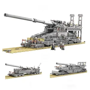 Alman gustav ağır dora yapı taşları askeri demiryolu silah modeli tankı tuğla oyuncak hediyeler çocuklar için