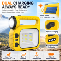 Projecteur solaire rechargeable 2400 mAh, type C, lampe de travail latérale, lumière d'avertissement d'urgence, vente en gros OEM