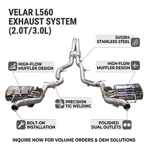 ระบบท่อไอเสียแบบ Catback พร้อมวาล์ว Vortex SS304 สำหรับ Range Rover Velar L560 2.0T 3.0L ปี 2017-2025 ชุดอุปกรณ์เพิ่มสมรรถนะแบบ Bolt-On - Product Image 1