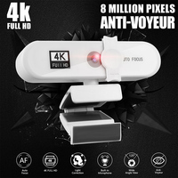 Webcam 4K HD Penuh dengan Mikrofon, Kamera Web 4K untuk Komputer PC Laptop Mac YouTube Skype Video 4K