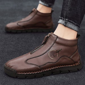 Nuovi Stivali Martin da Uomo Taglia Grande Autunno-Inverno 2026, Foderati in Cotone, in Vera Pelle, Stile Coreano, Caldi e Fatti a Mano - Product Image 3