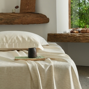 Literie de maison 20% fibre de bambou + 80% ensemble de draps en lin RTS Nature lit d'été tapis de refroidissement ensemble de draps Queen - Product Image 5