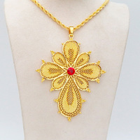 Collier et boucles d'oreilles en or éthiopien, ensemble de bijoux africains pour fête, accessoires pour filles d'Érythrée