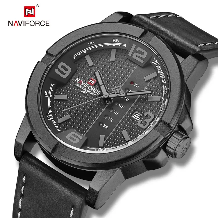 NAVIFORCE 9177 BGYB watches man wrist Luxury Brand Big Dial Quartz Watch Premium Leather Waterproof Sport Chronograph Watch Men