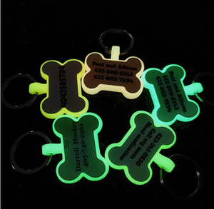 Glow in dark Customized logo Colorful Dog Bone Shape Oem Silicone Pet Tags