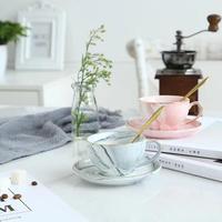 Ensemble de tasses à thé en céramique minimaliste nordique avec soucoupes, écologiques, émaillées de couleur rose et gris, pour café, thé aux fruits, 200-300 ml