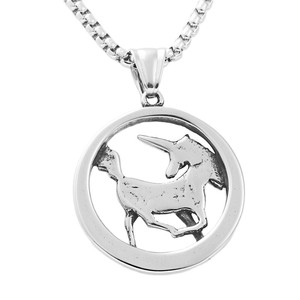 Yunnique Collar con colgante de unicornio de acero inoxidable para hombre, estilo retro, 19003 - Product Image 2