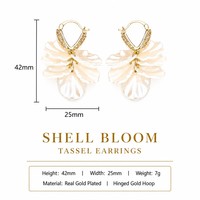 Anting Rumbai Bunga JinSpark 'Shell Bloom' Berlapis Emas 18K, Perhiasan Elegan Bergaya Peri