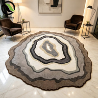 QIANQIAO Maßgefertigter Unregelmäßig Geformter 100% Wollteppich Handgetuftetes Geodäten-Muster Teppich für Luxushotel-Lobby und Boutique-Projekte