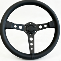 Volant de voiture plat en cuir véritable mico, 350 mm, 5 mm d'épaisseur, 3 branches, noir, Drift Volante
