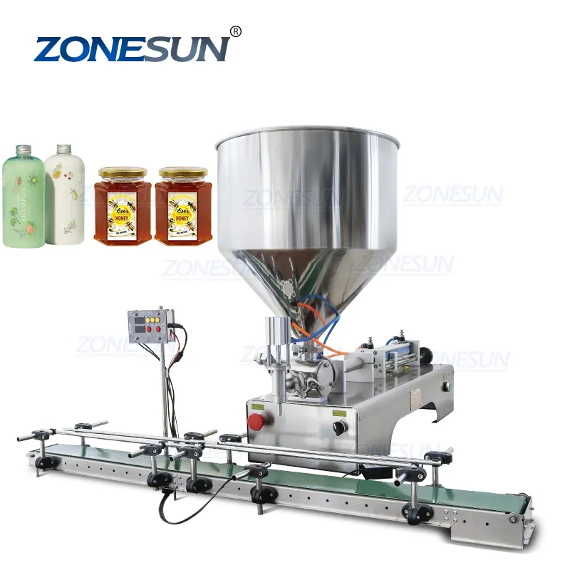 ZONESUN ZS-DTGT1P Automatic Table Top Piston Pump Jam Honey Cosmetic Cream Shampoo Ketchup Lotion Paste Filling Machine