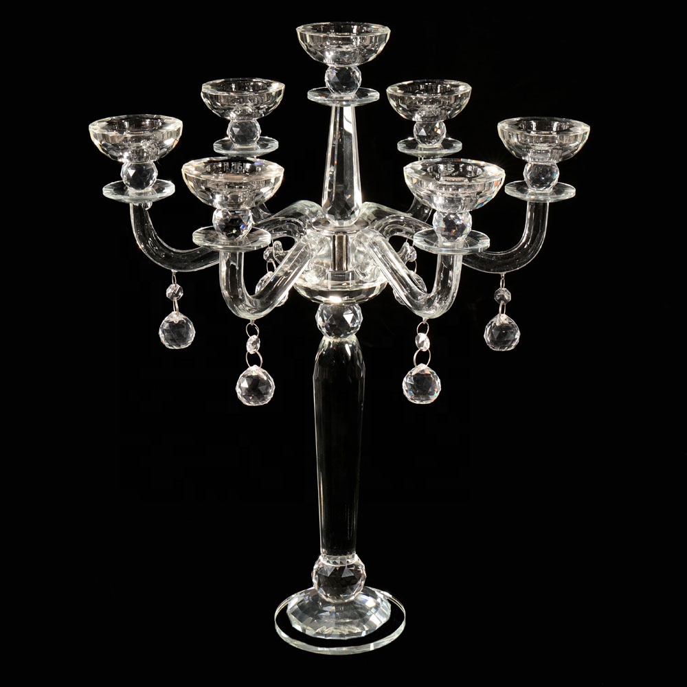 MH-Z184 новый стиль высокий 7 рукояток Свадебный канделябр прозрачный кристалл канделябр Кристалл подсвечник