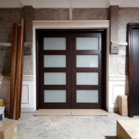 Porte en bois massif moderne XIYATECH, double vitrage, chambre à coucher, intérieur, design moderne, couleur noire, portes en bois massif pour la maison