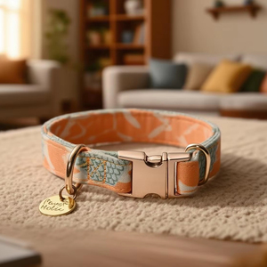 Collier de chien et de chat en coton moderne et élégant Loquat Tree S personnalisé avec des lumières douces et durables - Product Image 1