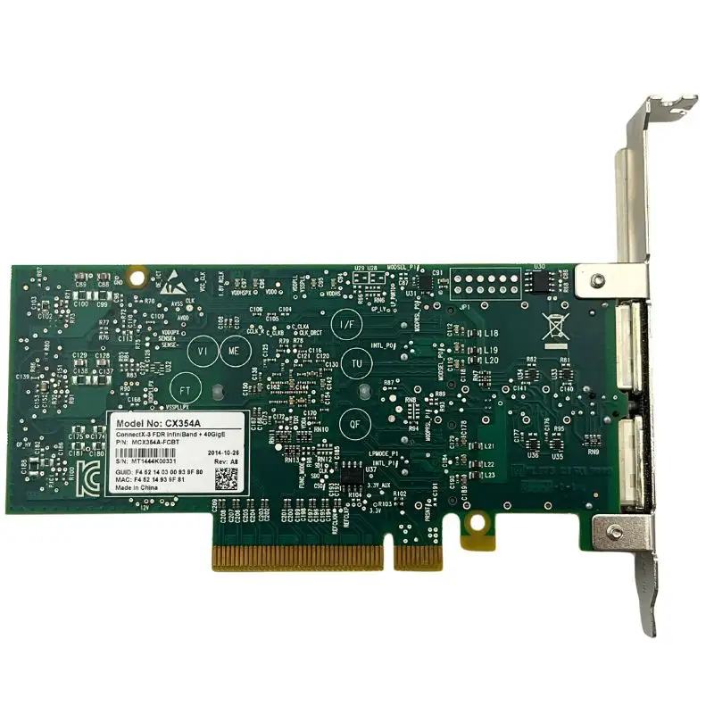 Tarjeta de red PCIe 3,0x8 2 puertos Eth40G/IB56G Adaptador de servidor Ethernet MCX354A-FCBT Mellanox 40g