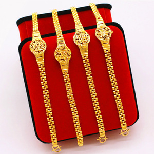 Chaîne de montre en cuivre plaqué or pour femme, style mode urbaine audacieuse, avec inscription 'Sha Jin Fu Fa Cai', Bijoux de Dubaï - Product Image 5