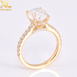 Jewelry 10k/14k/18k Solid Yellow Gold 2ct Princess GRA Certificate Moissanite Engagement Wedding <b>Ring</b> for Women - Product Image 5