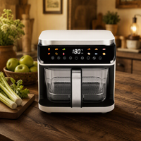 Friteuse à air intelligente 5,5 L avec écran tactile, 8 programmes de cuisson, panier en verre transparent, sans huile, facile à nettoyer, pour la cuisine