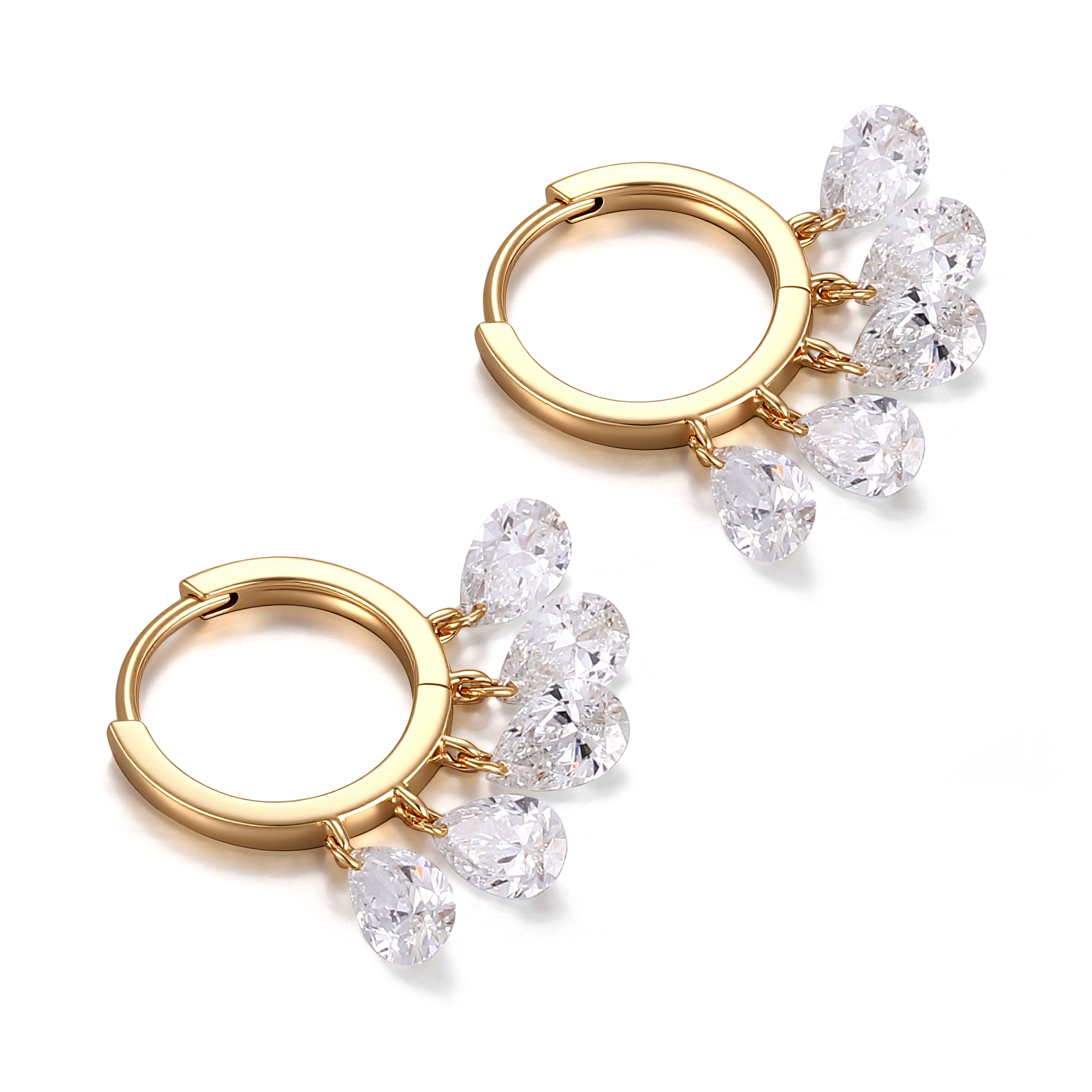 Boucle d'oreille en or jaune 18 carats avec diamant de laboratoire